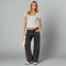 Dames jeans donkerblauw met lage taille en straight-leg fit front view