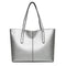 Leren schoudertas zilver met verstelbare riem front view