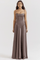 Mauve satin evening gown front view