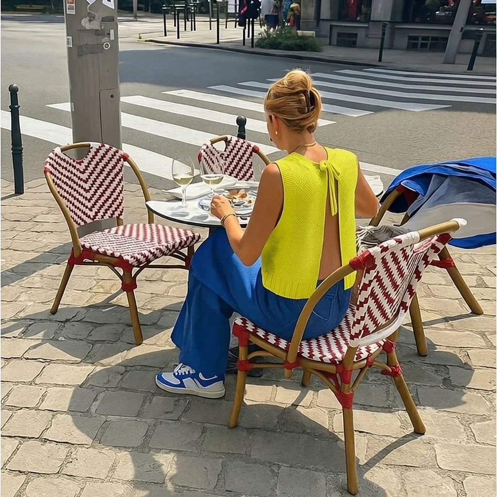 Birdie Gebreide Top met Open Rug en Vrouwelijk Silhouet voor dames