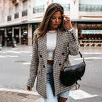 Blazer houndstooth pattern street style front view