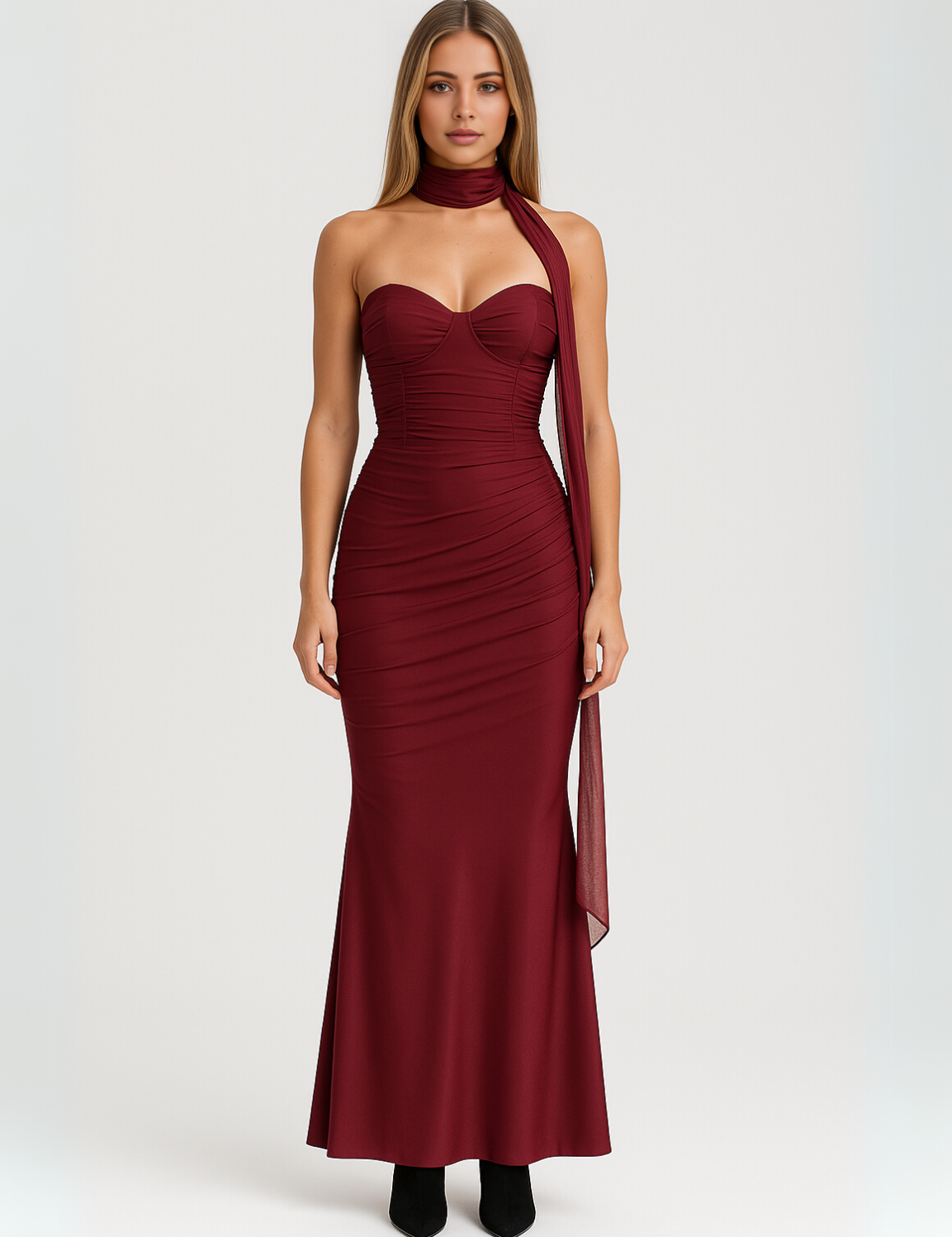 Mireille | Dames Strapless Chokerjurk - Vloerlengte, Elegant en Flatterend 5