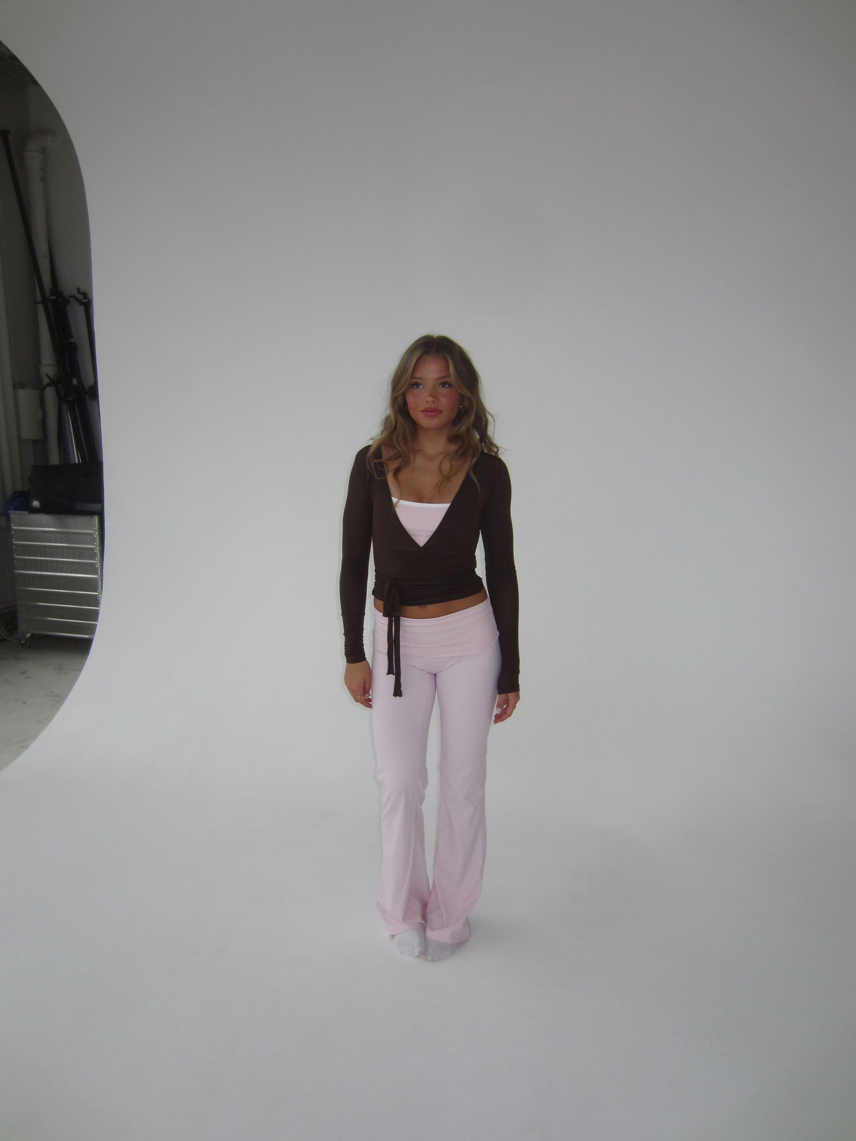 Tatyanna | Bruine Wikkel Top met Tailleband