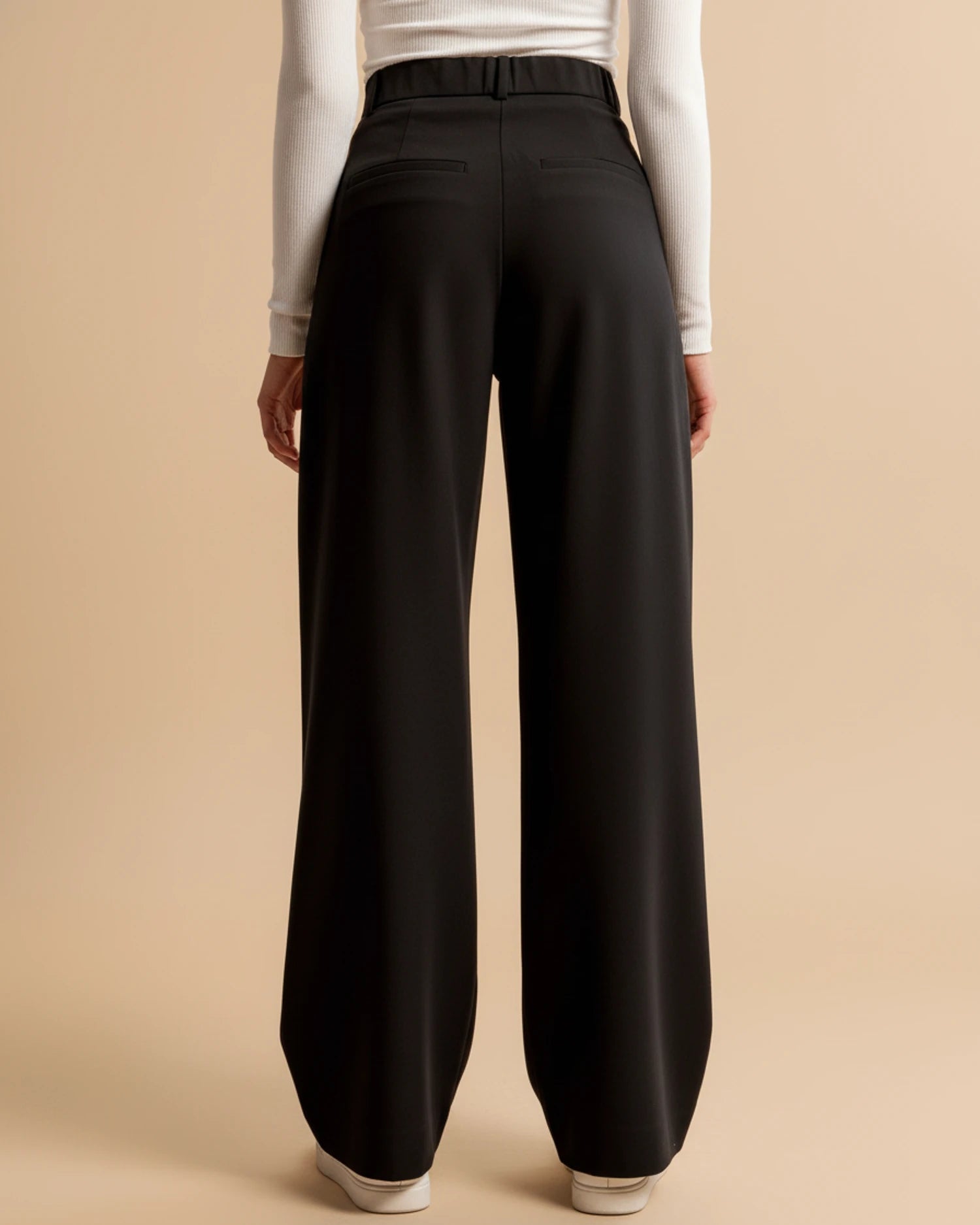 Mova | Zwarte Damesbroek Hoge Taille - Geplooide Pijpen, Elegant 8