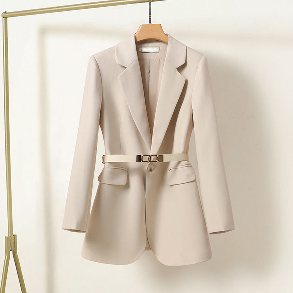 Blazer dames lichtroze met riem front view