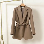 Blazer bruin met riem front view