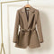 Blazer bruin met riem front view