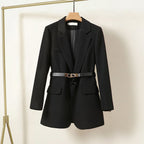 Blazer zwart met riem detail vooraanzicht