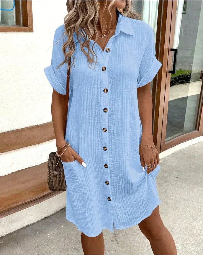 Nina | Dames Jurk - Ademend Polo Design met Steekzakken 2