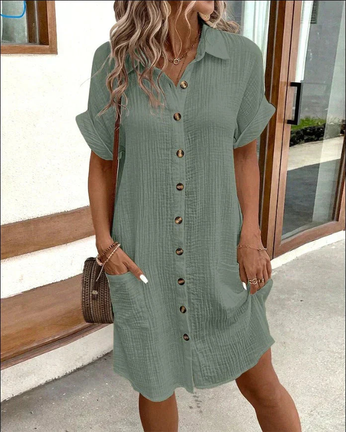 Nina | Dames Jurk - Ademend Polo Design met Steekzakken 3