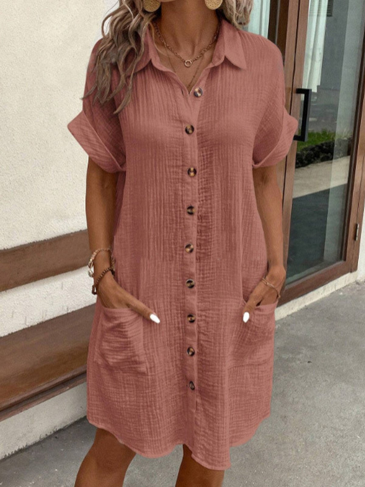 Nina | Dames Jurk - Ademend Polo Design met Steekzakken 5