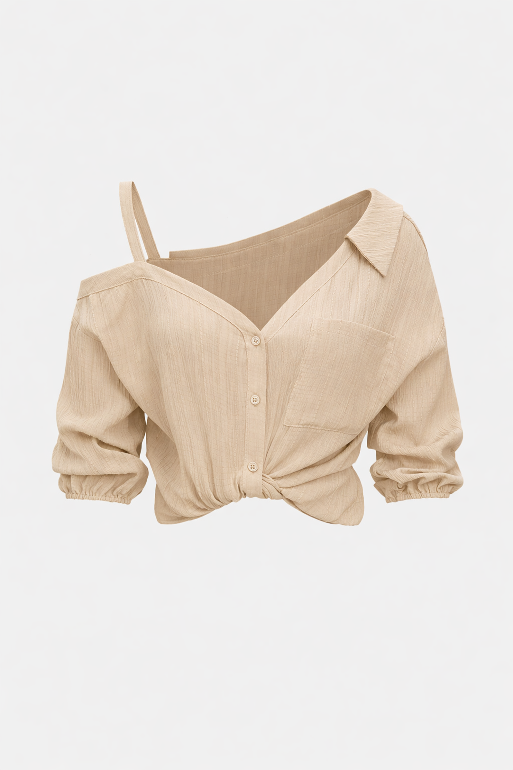 Noa | Asymmetrische Crop Top met Knoopdetail