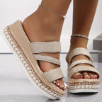 Nina Champagnekleurige platformsandalen met glitter accent voor dames
