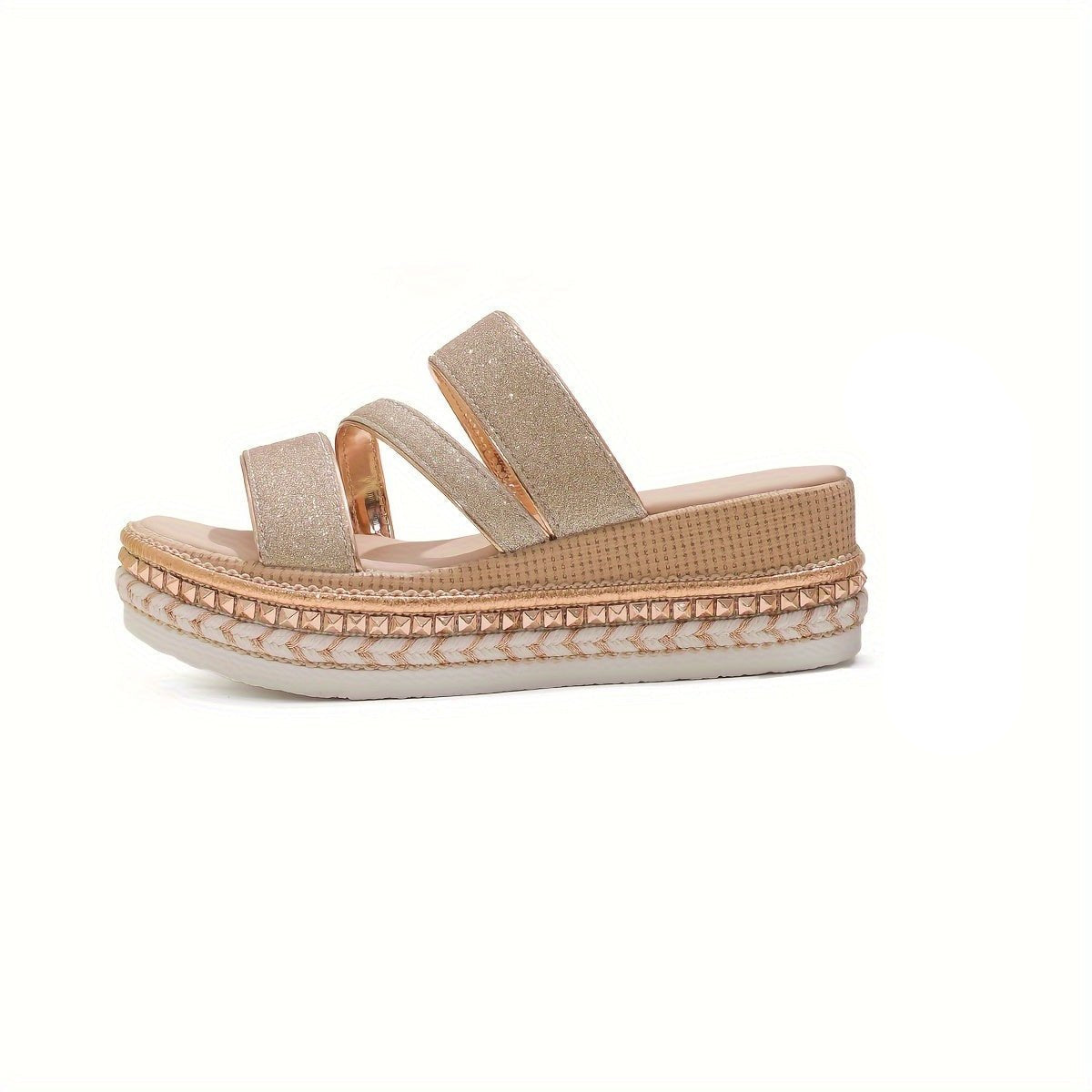 Nina Champagnekleurige platformsandalen met glitter accent voor dames