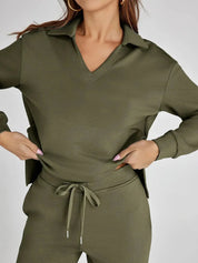 Terrasmeubelen tweedelige lounge set dames groen comfortabel detail shot