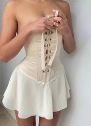 Natasha | Corset Jurk Strapless Beige