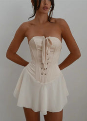 Beige corset dress side view