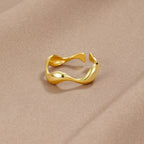 Oceaan | Dames Ring Goud - Verstelbaar, Minimalistisch 18K Verguld 0