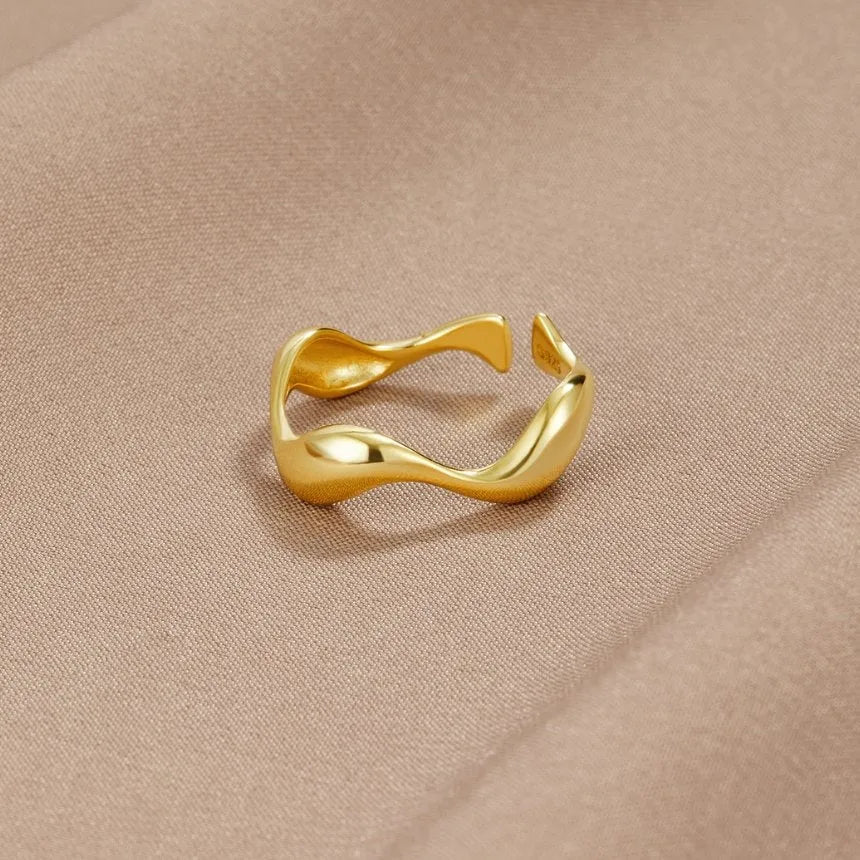 Oceaan | Dames Ring Goud - Verstelbaar, Minimalistisch 18K Verguld 0