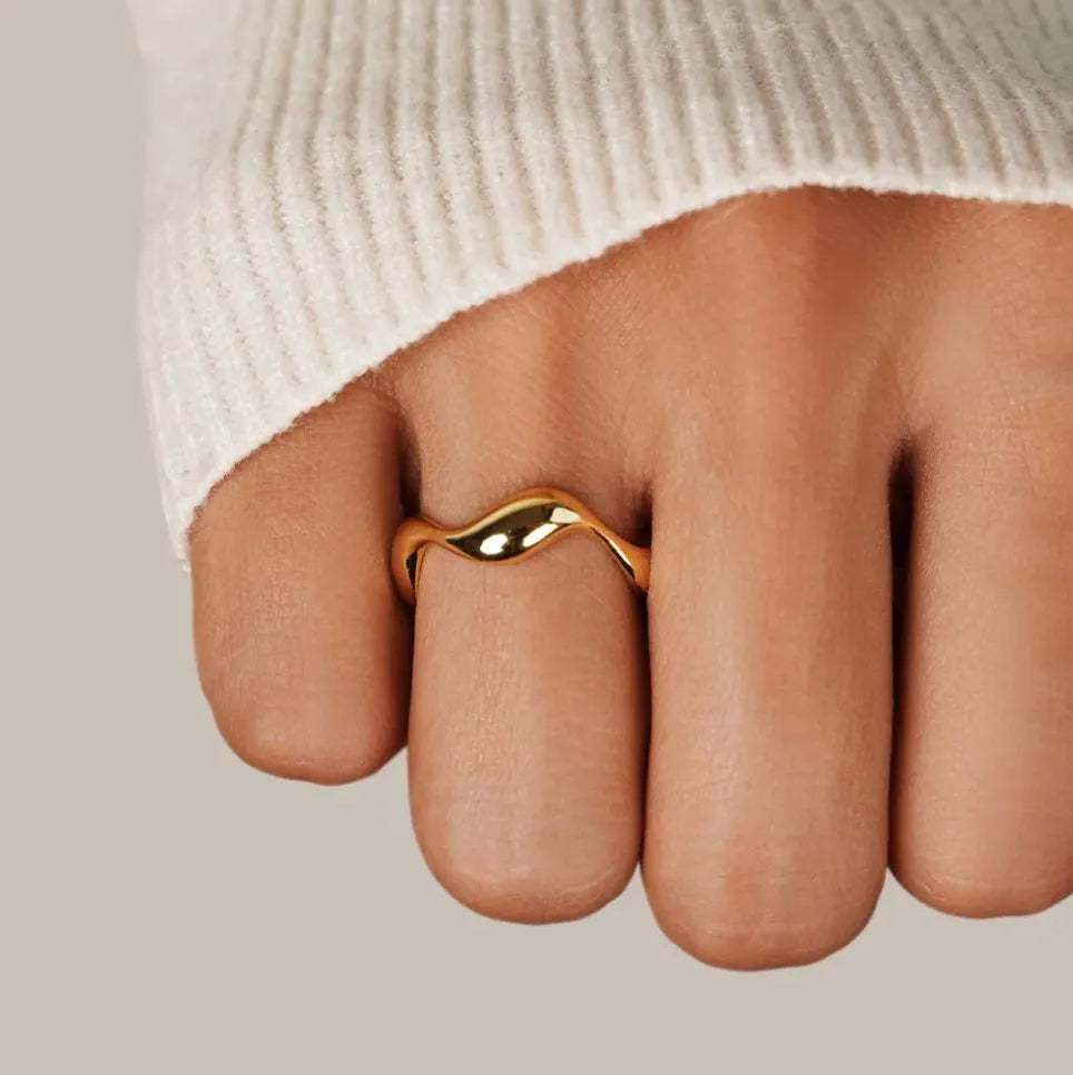 Oceaan | Dames Ring Goud - Verstelbaar, Minimalistisch 18K Verguld 1