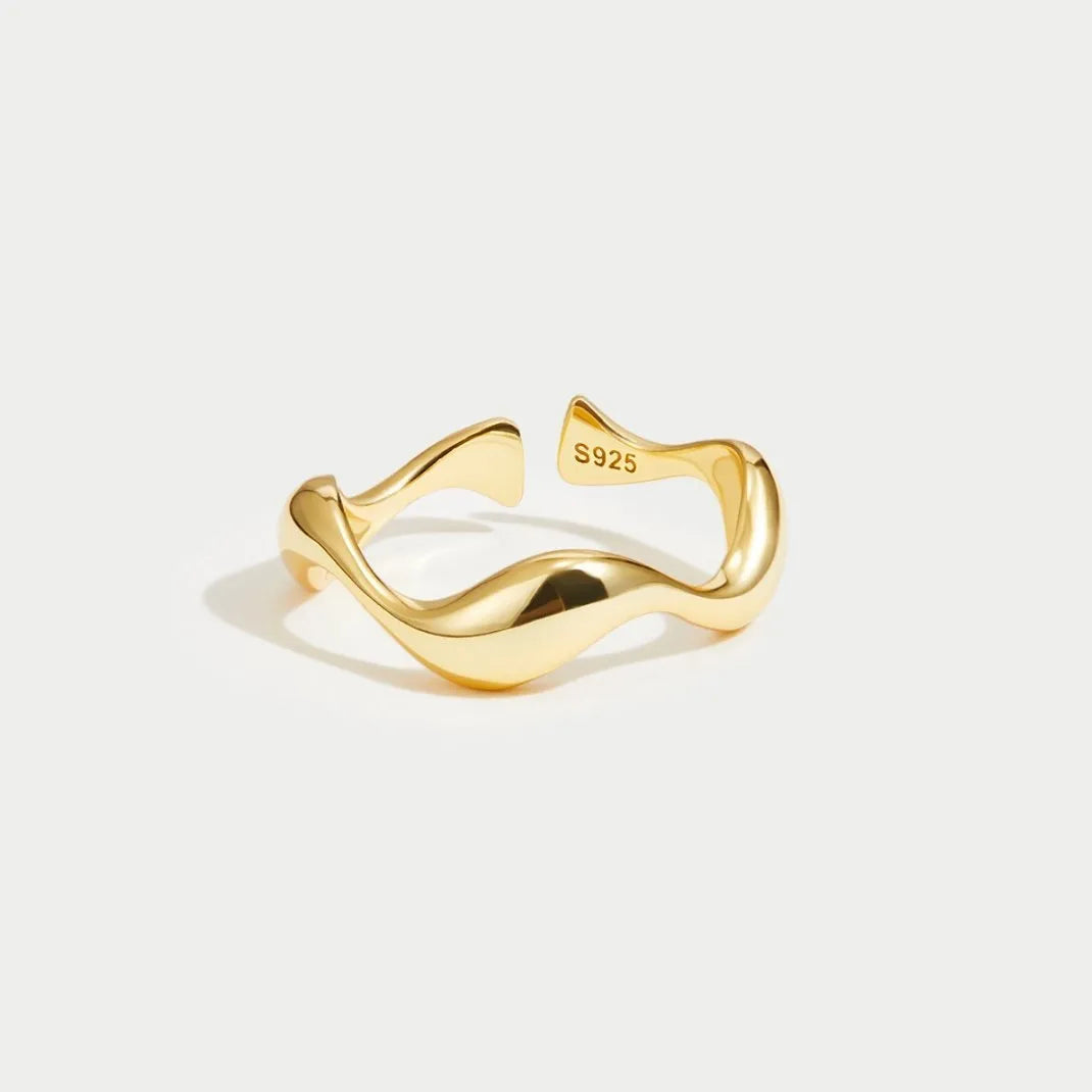 Oceaan | Dames Ring Goud - Verstelbaar, Minimalistisch 18K Verguld 2