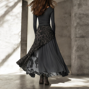 Long dress with asymmetrical leopard print back view