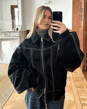 Oriana | Dames Jas Winter - Oversized Leren, Stijlvol en Comfortabel 3