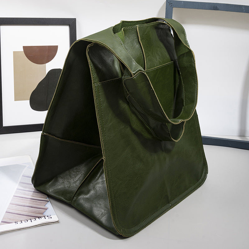 Valerie Oversized schoudertas in vintage leer met ruime draagcapaciteit
