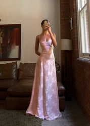 Pink floral dress close-up back detail