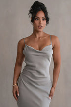 Maxi dress light blue front close-up