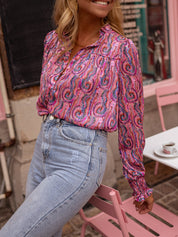 Paisley Print Dames Blouse | Korte Mouw Stijlvol en Comfortabel 4