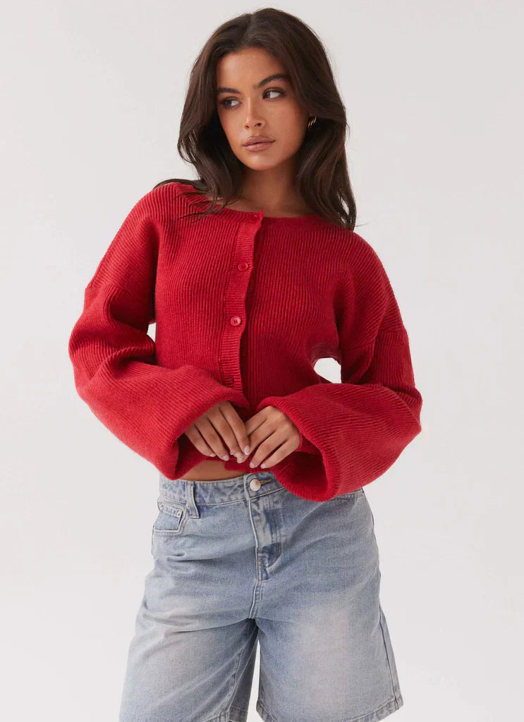 Anastacia | Cardigan Cropped met Volumineuze Mouwen