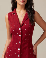 Rosa | Dames Midi-jurk - Polkadot met Strik en V-hals 2