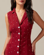 Rosa | Dames Midi-jurk - Polkadot met Strik en V-hals 2