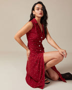 Rosa | Dames Midi-jurk - Polkadot met Strik en V-hals 3
