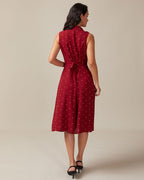 Rosa | Dames Midi-jurk - Polkadot met Strik en V-hals 4