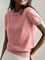 Trui roze korte mouwen ronde hals detail schouder