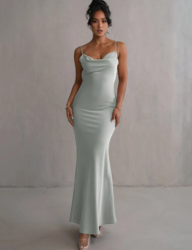 Maxi dress light blue front view