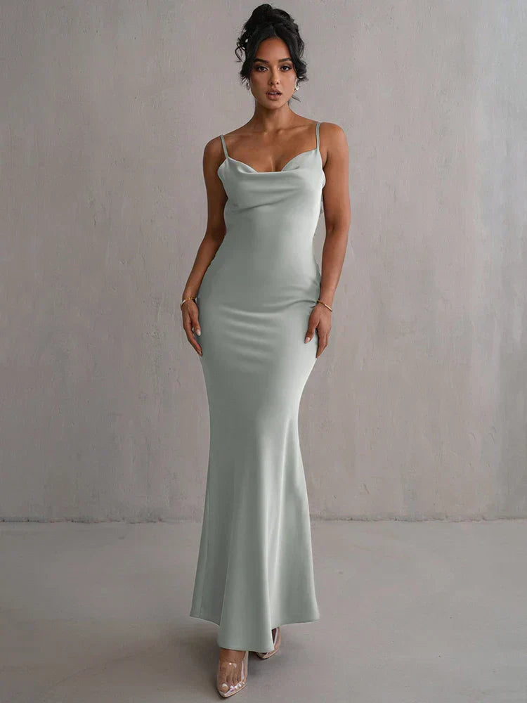 Maxi dress light blue front view