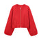 Rode sweater met rits en zakken, front view