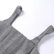 Dames corset top grijs met herringbone patroon detail shot