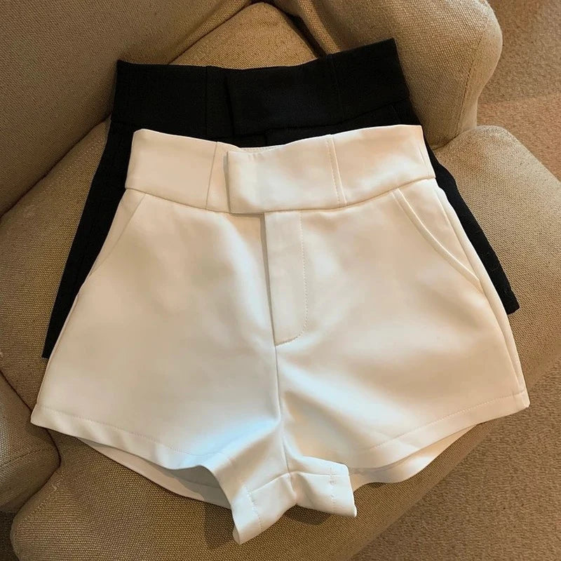 High-waisted shorts white front view