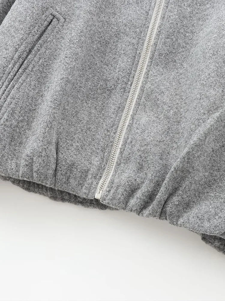 Grijze bomberjas met rits detail