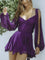 Purple wrap-bodice dress side profile