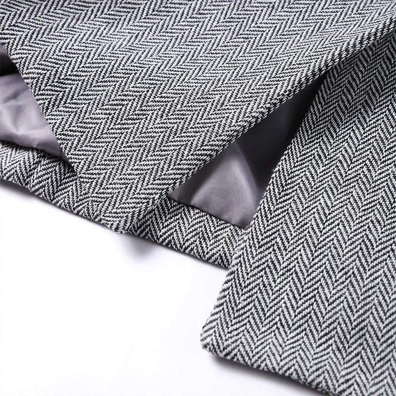 Blazer met herringbone patroon detail shot
