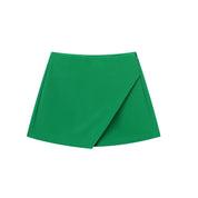 Korte broek met rok look groen achterzijde