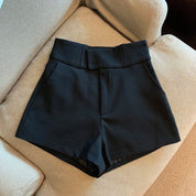 High-waisted shorts black front view