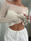 White off-shoulder top with ruched detail side view