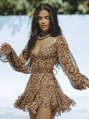 jurk wrap-bodice chiffon en lichte crêpe blend voor dames