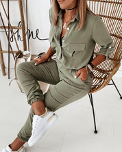 Jumpsuit met lange mouwen en elastische taille, groen, zijaanzicht